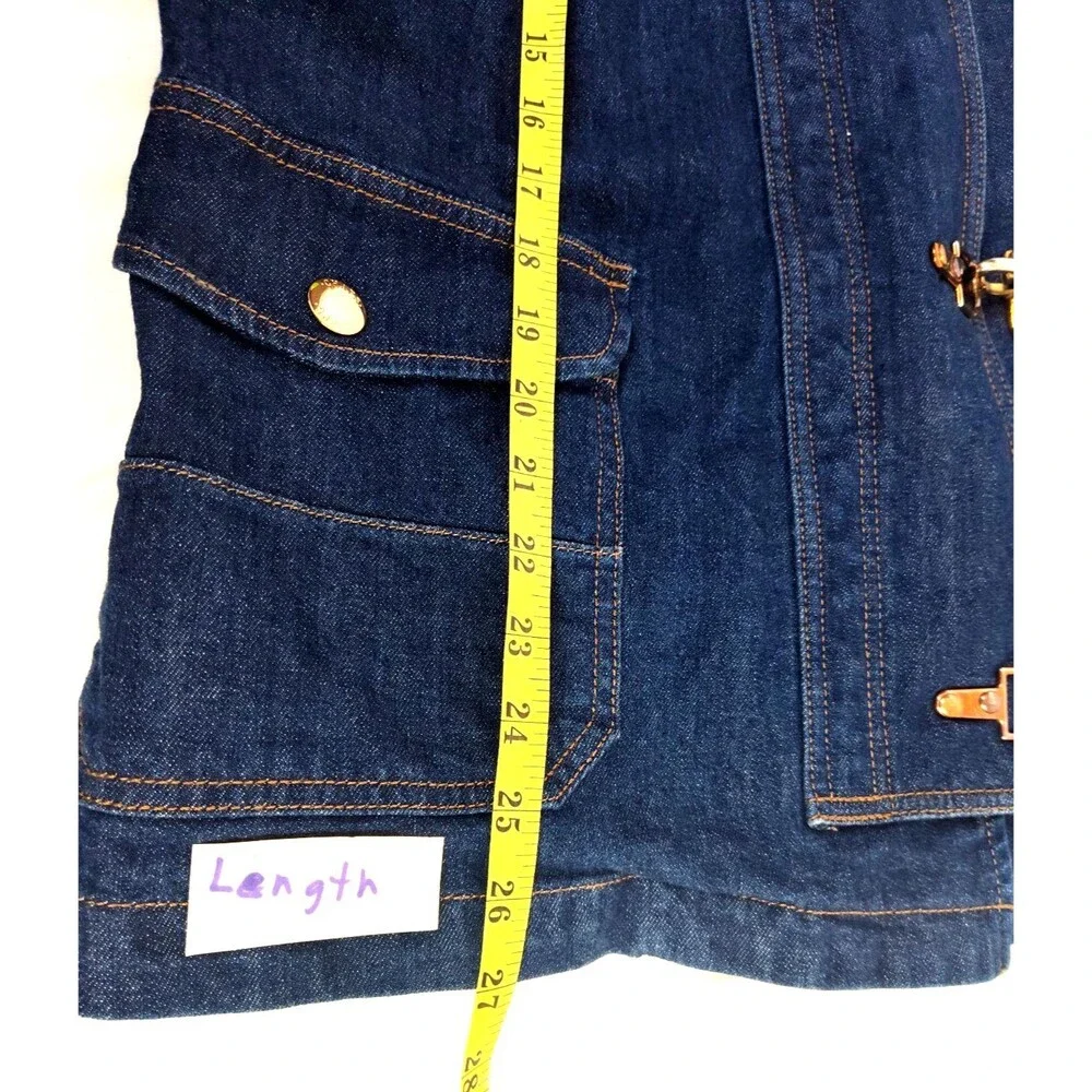 Chaps Ralph Lauren Dark Jean Denim Jacket Women's L with Lobster Claw Closures